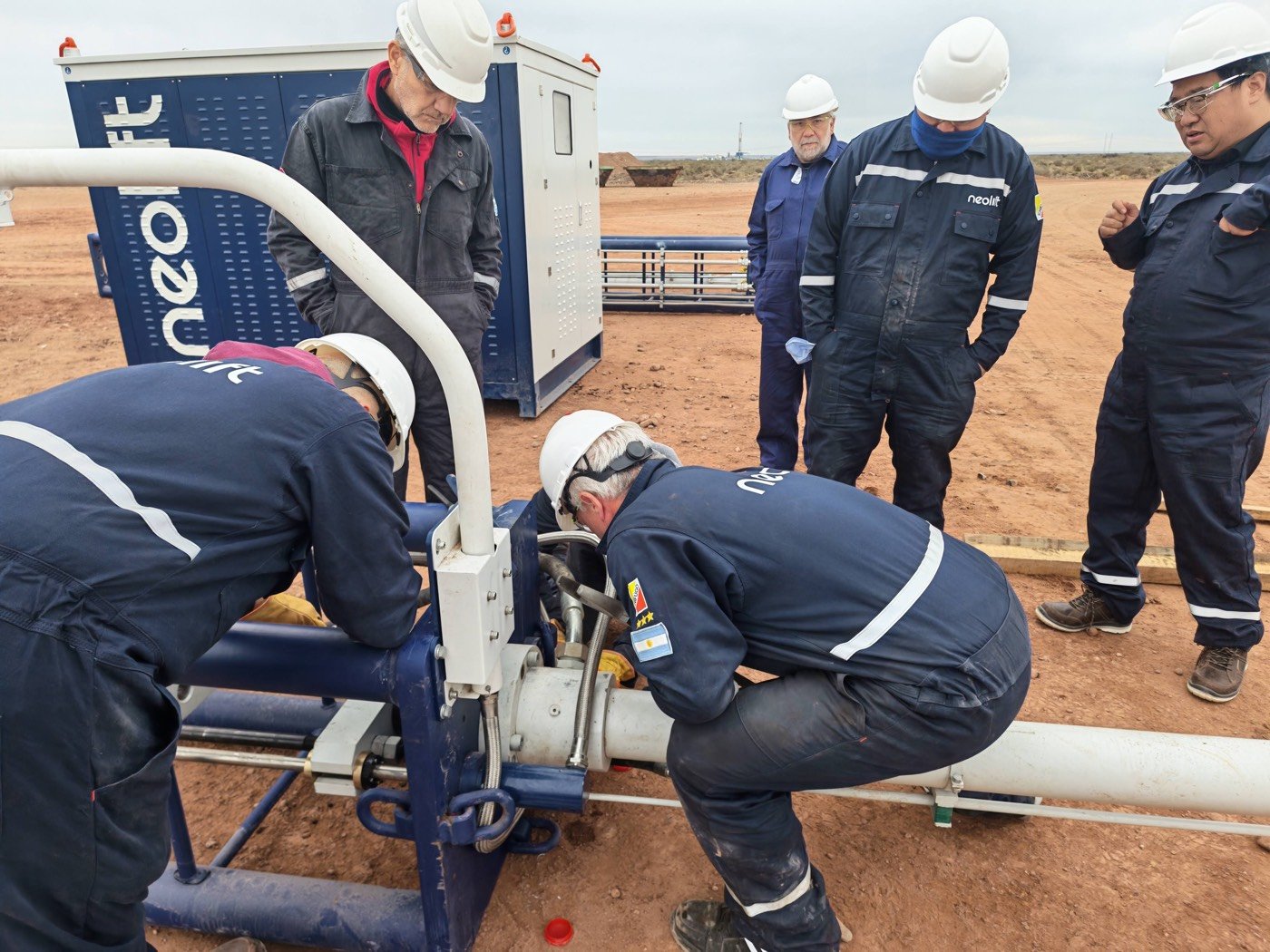 Neolift crew assembling the unit on site